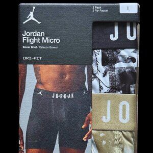 JORDAN Flight Micro Dri-Fit Boxer Briefs 2 Pack Green Black White Men’s Size L